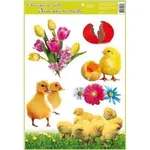 Anděl Okenná fólia Veľkonočné kuriatka 30 x 42 cm Tulipány