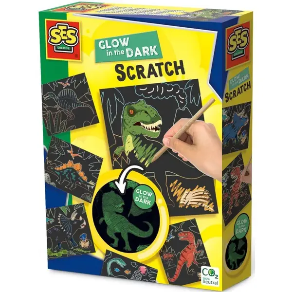 SES Vyškrabávacie obrázky dinosaury svietiace v tme
