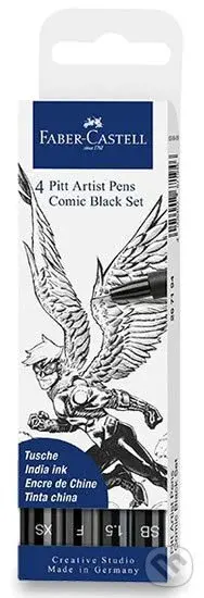 Popisovač Pitt Artist Pen Comic - černé 4 ks