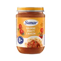 SUNAR Příkrm špagety s boloňskou omáčkou 8m+, 190 g