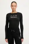 Tričko s dlouhým rukávem EA7 Emporio Armani dámské, černá barva