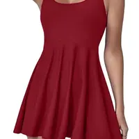 58126 Dewberry Womens Lycra With Dress Shorts Swimsuit-BORDEAUX