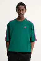Bavlněné tričko adidas Originals Oversize Tee pánské, zelená barva, s aplikací, KA0477
