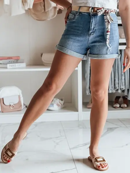 Spodenki damskie jeansowe BELTLOVE niebieskie Dstreet