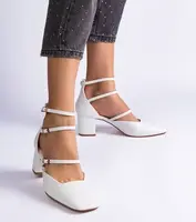 Gemre White block heel pumps with buckles Eridana