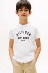 Dětské bavlněné tričko Tommy Hilfiger bílá barva, s potiskem, KB0KB09800