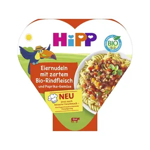 Hipp Vaječné nudle s zeleninou a paprikou a jemným hovězím 250 g