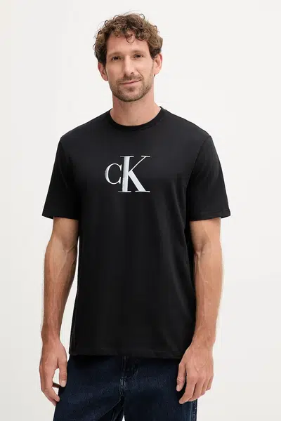 Bavlněné tričko Calvin Klein Jeans pánské, černá barva, s potiskem, LV04RC857G