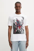Bavlněné tričko adidas Spiderman T-S pánské, bílá barva, s potiskem, JL5556