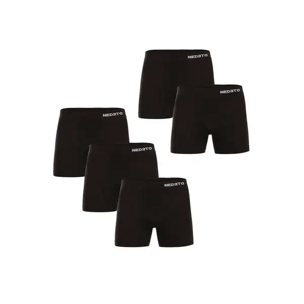Nedeto 5PACK pánské boxerky bezešvé bambusové černé (5NDTB001S) XXL