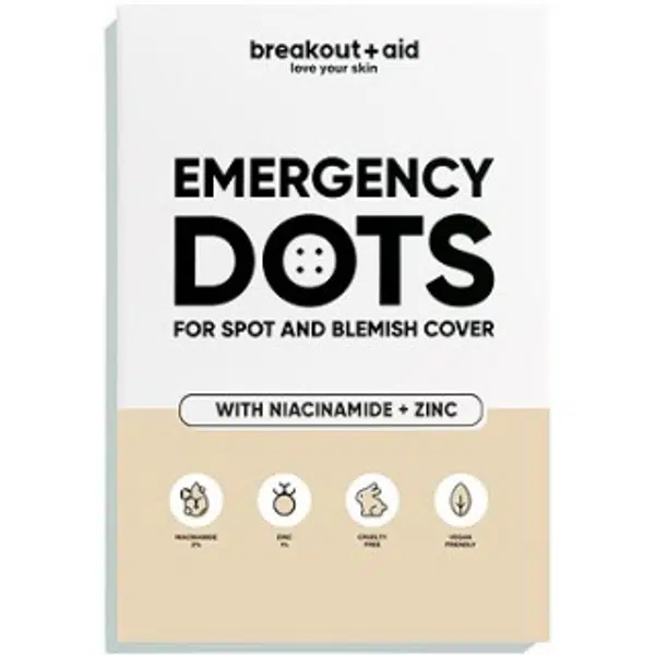 Breakout+aid Náplasti na akné s niacinamidem a zinkem Emergency Dots 72 ks