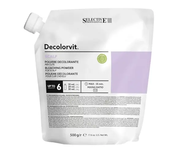 Zesvětlující pudr na odrosty Selective Professional Decolorvit Scalp 6 - 500 g (62004) + dárek zdarma