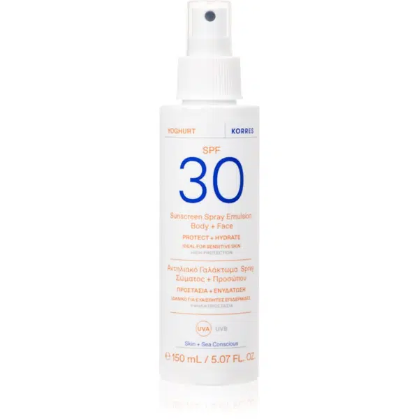 Korres Yoghurt Sunscreen opalovací emulze ve spreji na obličej a tělo 150 ml