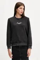 Bavlněná mikina Guess Jeans dámská, černá barva, s aplikací, W5YQ28 KCPR1