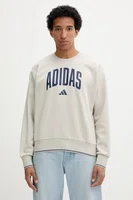 Mikina adidas Collegiate pánská, béžová barva, s potiskem, JM1732