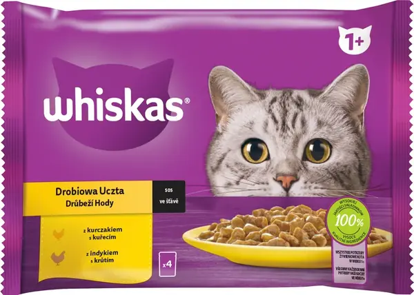 WHISKAS Kapsička Hydinový výber v šťave 4pack