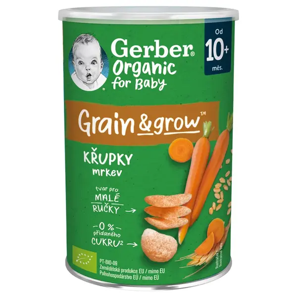 Gerber Organic CHRUMKY Pšenično-ovsené (s mrkvou (od ukonč. 10. mesiaca)