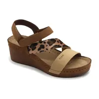 1120 Zdravotné celokožené sandále na platforme 41 - 26cm, hnedá, 6,5 cm