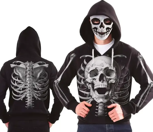 Pánska mikina čierna Lebka + maska L 52-54