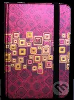 Zápisník s gumičkou 95x140 mm červenozlaté čtverce
