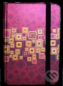 Zápisník s gumičkou 95x140 mm červenozlaté čtverce