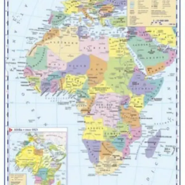 Afrika - školní nástěnná politická nástěnná mapa,1:10 mil./96x126,5 cm