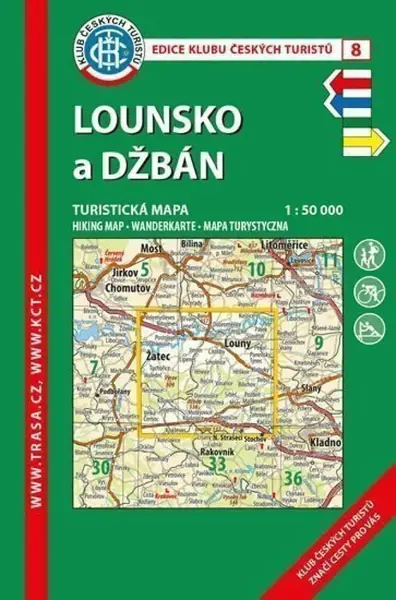 KČT  8 Lounsko a Džbán 1:50 000 / Turistická mapa, 5. vydání 2018