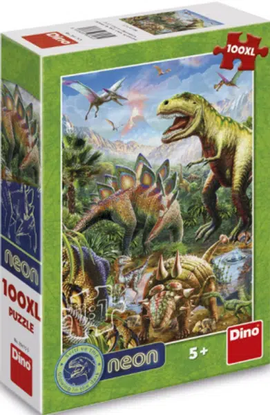 Puzzle Svítící svět dinosaurů 100 xl dílků neon