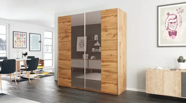 Šatní skříň Praga Barva korpusu: Dub - wotan, Rozměry: 200 cm