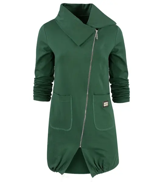 Pri Thin long sweatshirt with a diagonal zipper and a BEATA neck warmer