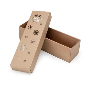 25 ks - Dárková krabice dno + víko s laserovým motivem vloček 340x90x90