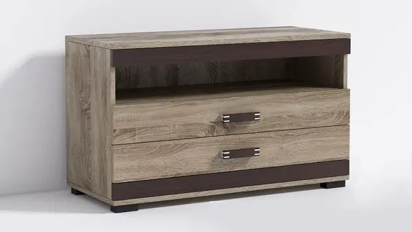 Televizní stolek P16 100cm Barva korpusu: Trufla, Lišta: Wenge, Barva dvířek: Dub - sonoma