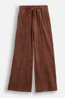 Velurové teplákové kalhoty Coccodrillo hnědá barva, CRAFT PUNK GIRL JUNIOR