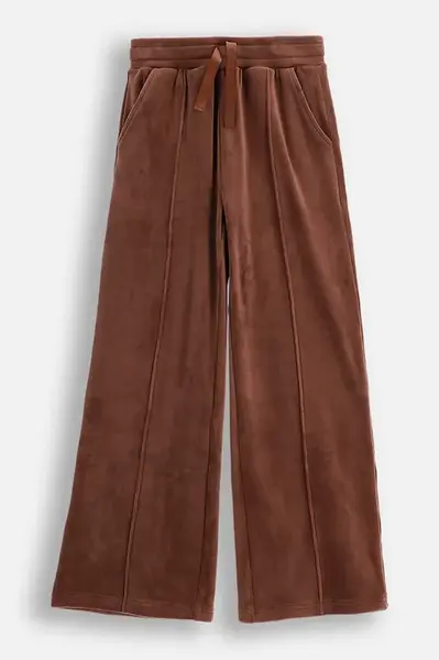 Velurové teplákové kalhoty Coccodrillo hnědá barva, CRAFT PUNK GIRL JUNIOR