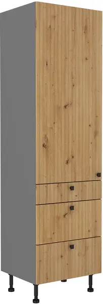Vysoká potravinová skříňka Ava 60 DKS-215 3S1F - Premium Box Barva korpusu: Antracit, Barva dvířek: Dub Artisan