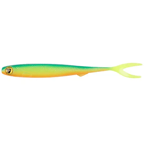 Fox rage gumová nástraha slick finesse super soft uv blue back chartreuse - 20 cm