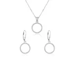 Beneto Stříbrná souprava šperků kruh AGSET66RL (náhrdelník, náušnice)