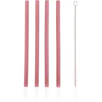 Zopa Silicone Straw silikonové brčko + kartáč 6 m+ Old Pink 4 ks
