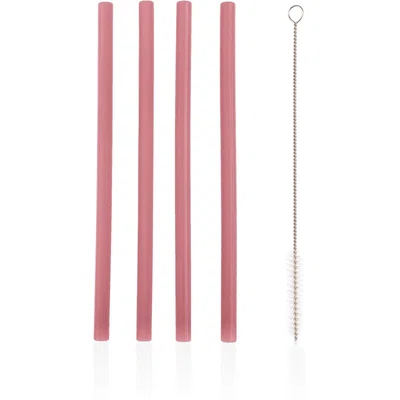 Zopa Silicone Straw silikonové brčko + kartáč 6 m+ Old Pink 4 ks