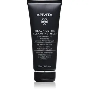 Apivita Cleansing Black Detox Cleansing Gel čisticí gel s aktivním uhlím na obličej a oči 150 ml