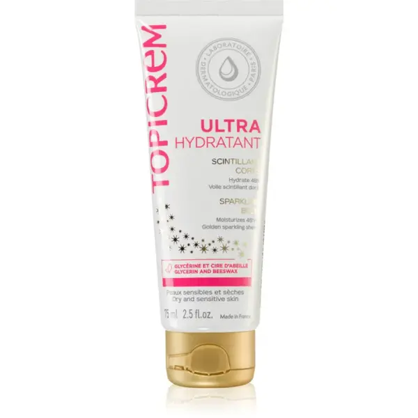 Topicrem UH BODY Ultra-Moisturizing Sparkling Body intenzivně hydratační tělové mléko se třpytkami 75 ml