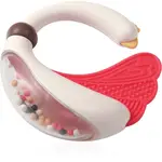BabyOno Rattle With Teether 3m+ chrastítko s kousátkem Swan 1 ks