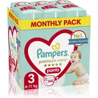 Pampers Premium Care Pants Monthly Pack Size 3 plenkové kalhotky 6-11 kg 144 ks