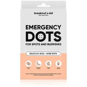 breakout + aid Emergency Dots For Spots and Blemishes lokální péče proti akné na obličej, dekolt a záda s kyselinou salicylovou 72 ks