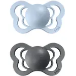 BIBS Couture Natural Rubber Size 1: 0+ months dudlík Iron / Baby Blue 2 ks