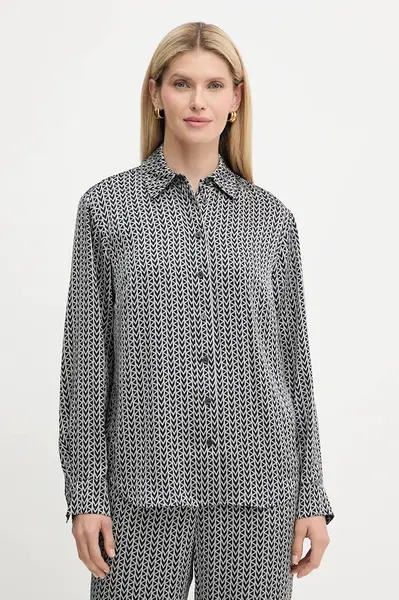 Košile MICHAEL Michael Kors dámská, šedá barva, relaxed, s klasickým límcem, MT540V6JLW