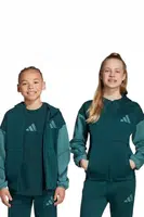 Dětská mikina adidas zelená barva, s kapucí, vzorovaná, JX9929
