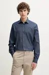 Košile Calvin Klein pánská, tmavomodrá barva, regular, s italským límcem, LV019EU024