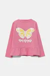 Dětské bavlněné tričko s dlouhým rukávem Guess růžová barva, A5YI01 K6YW4