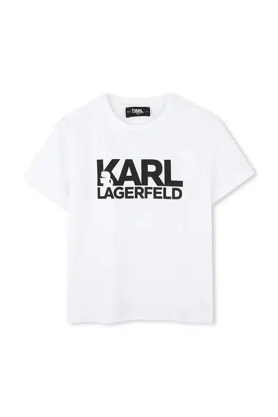 Dětské bavlněné tričko Karl Lagerfeld bílá barva, s potiskem, Z30435